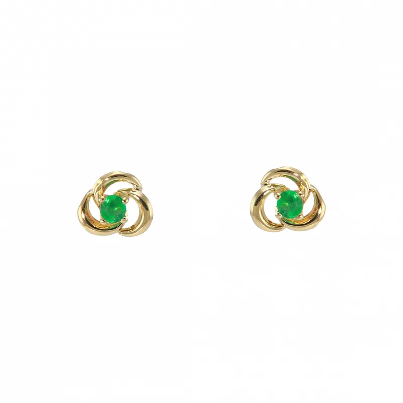 Boucles d'oreilles Emeraude Or jaune 750 2mm